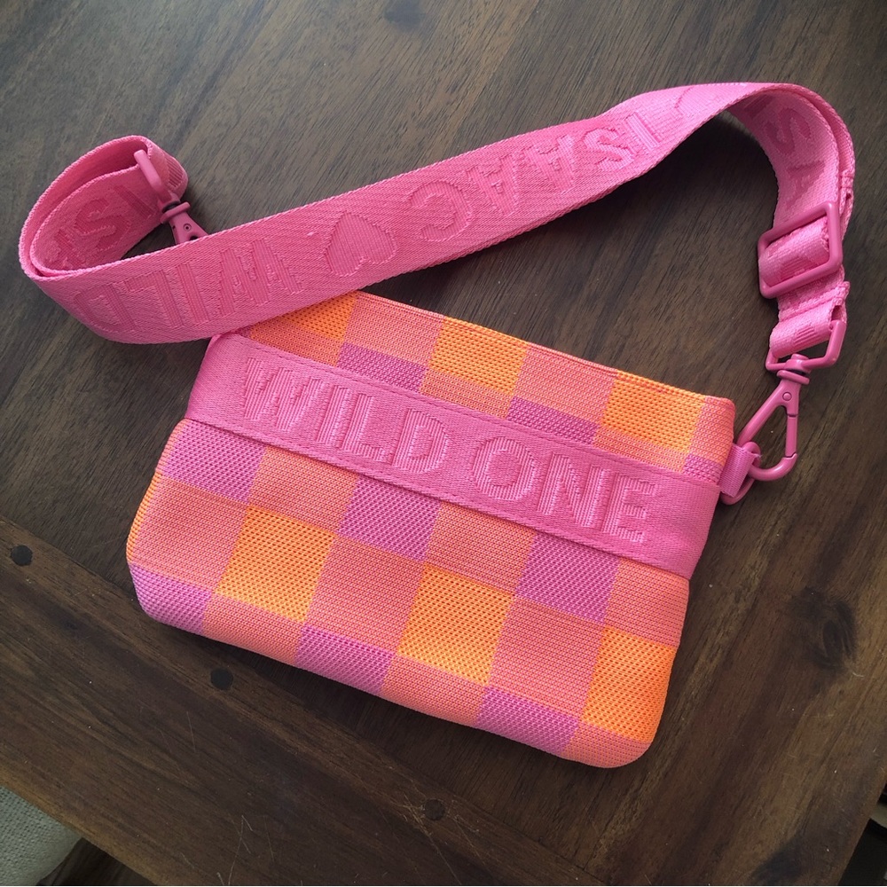 Issac Mizrahi x Wild One Treat Pouch in Pink/Orange Gingham